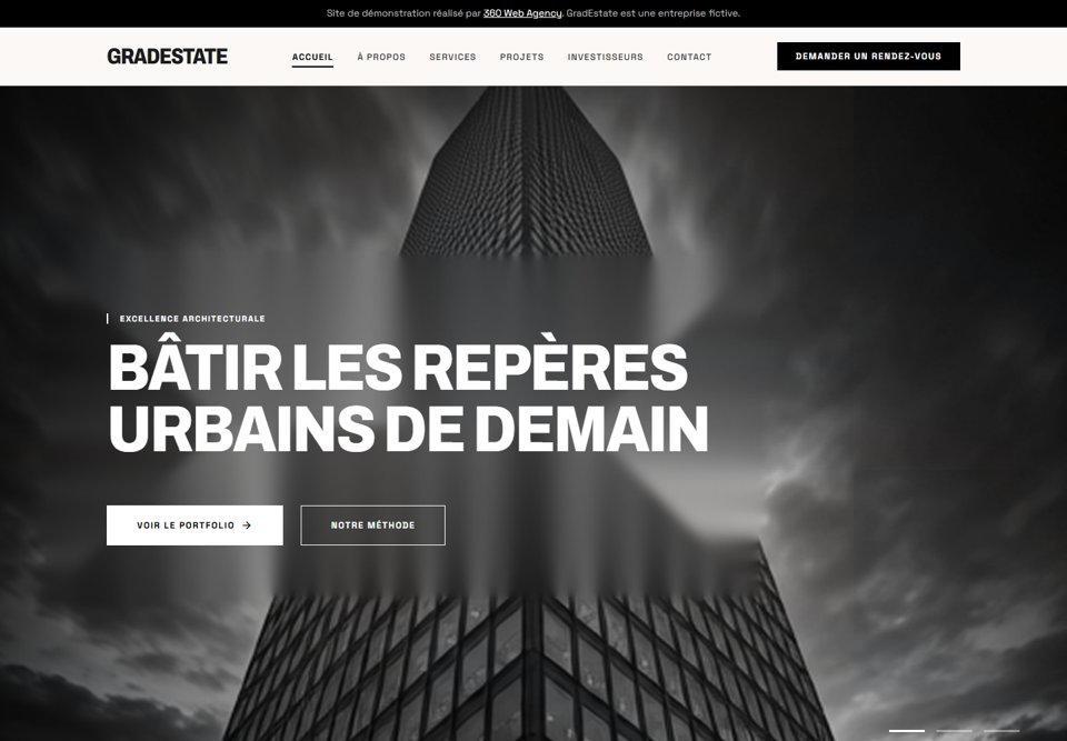 Aperçu du site GradEstate, promotion immobilière