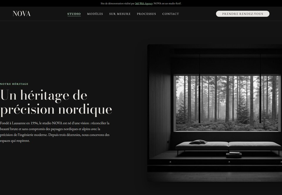 Aperçu du site NOVA, studio d'architecture