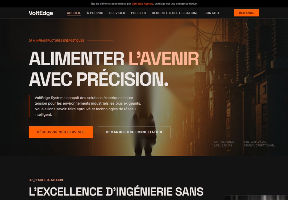 Aperçu du site VoltEdge, ingénierie électrique