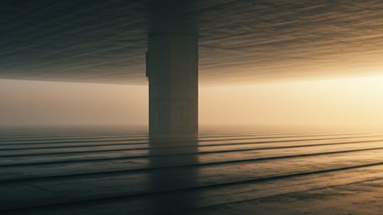 Structure en béton au coucher du soleil
