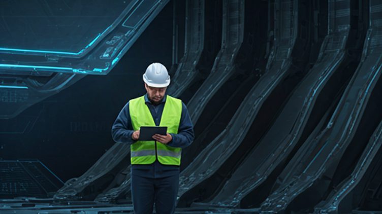 Ingénieur avec tablette sur un chantier