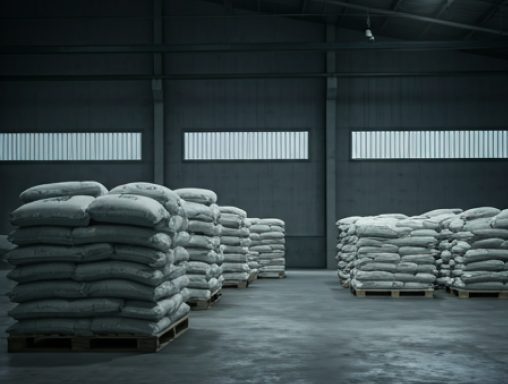 Sacs de ciment en entrepôt