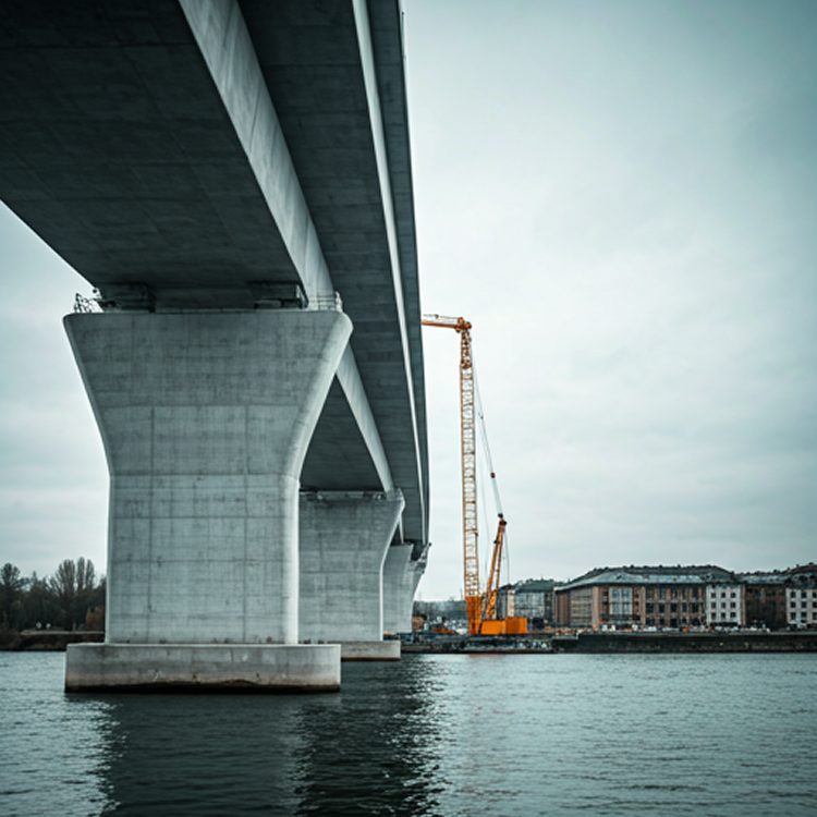 Viaduc en béton au-dessus d'un fleuve