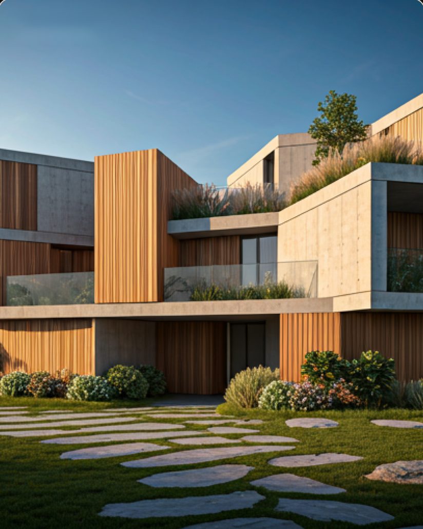 Maison modulaire en béton et bois