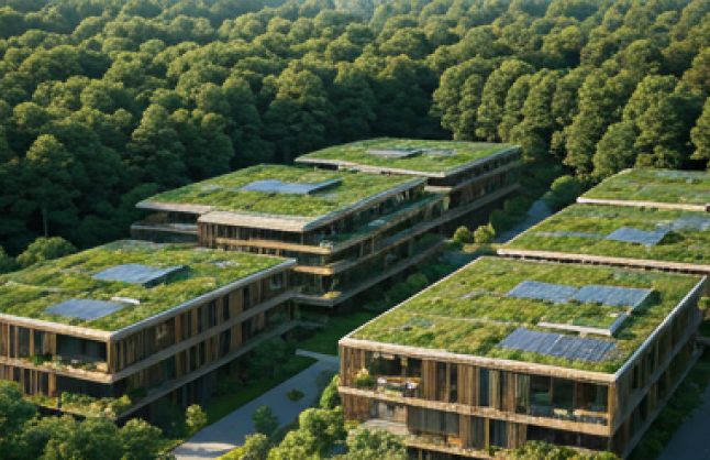 Immeubles aux toitures végétalisées