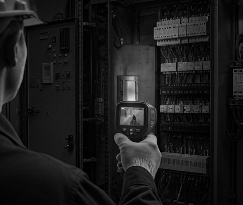 Technicien avec une caméra thermique